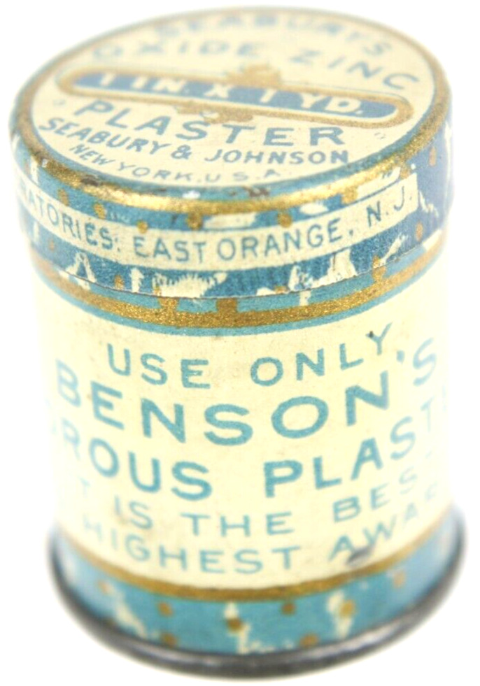 C1900 Medicated Bandage Seabury Johnson Oxide Zinc Porous Plaster Tin Orange NJ