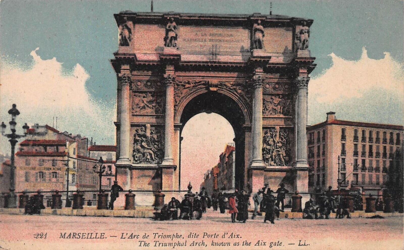 The Triumphal Arch, Marseille, France, Early Postcard, Unused