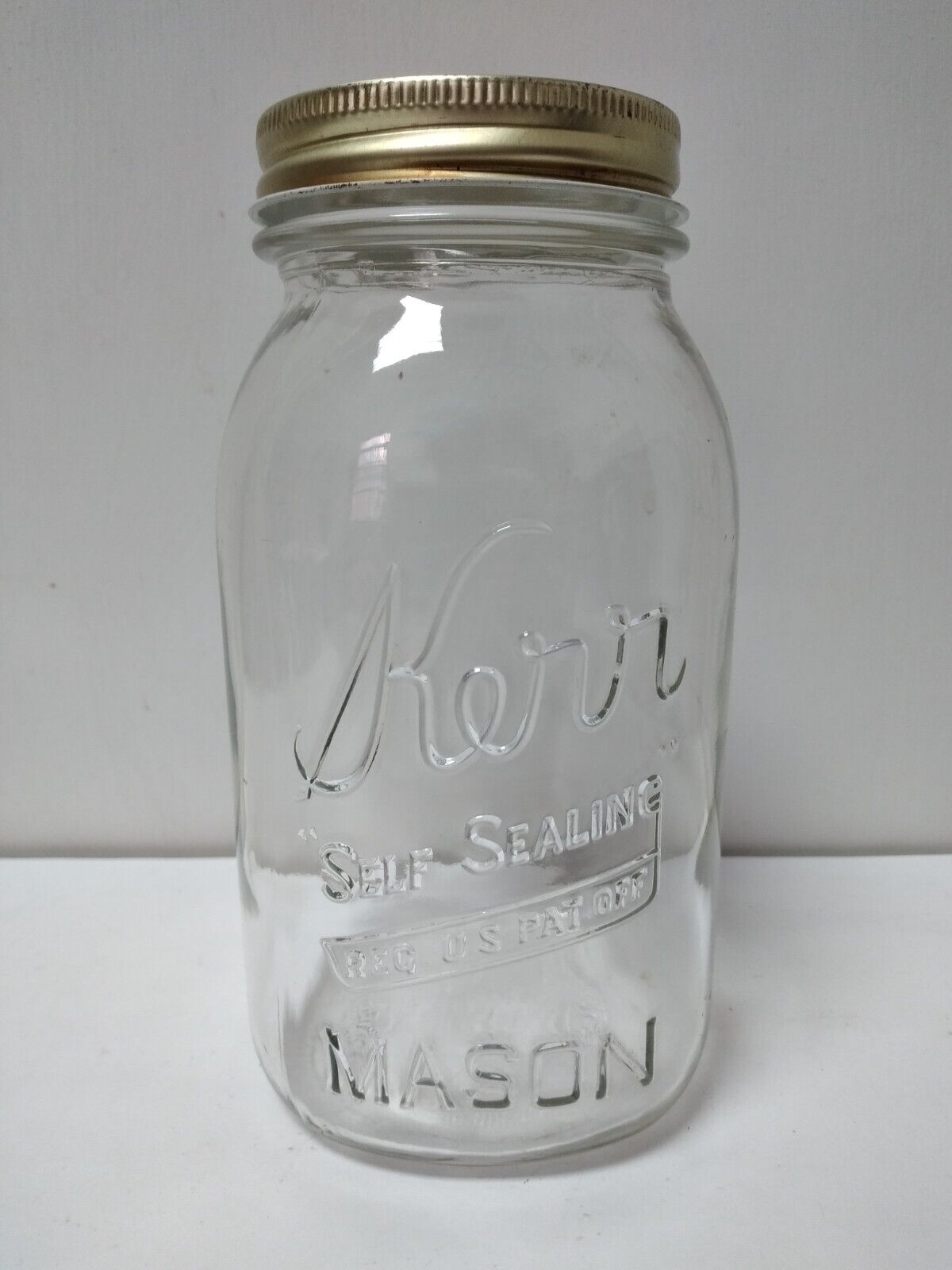 Vintage Kerr Self Sealing Mason Jar Quart Small Mouth Antique Rare US Patent Off