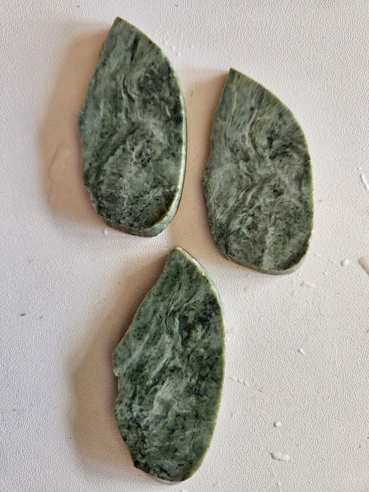 Three Nephrite Jade Slabs California 60 Grams