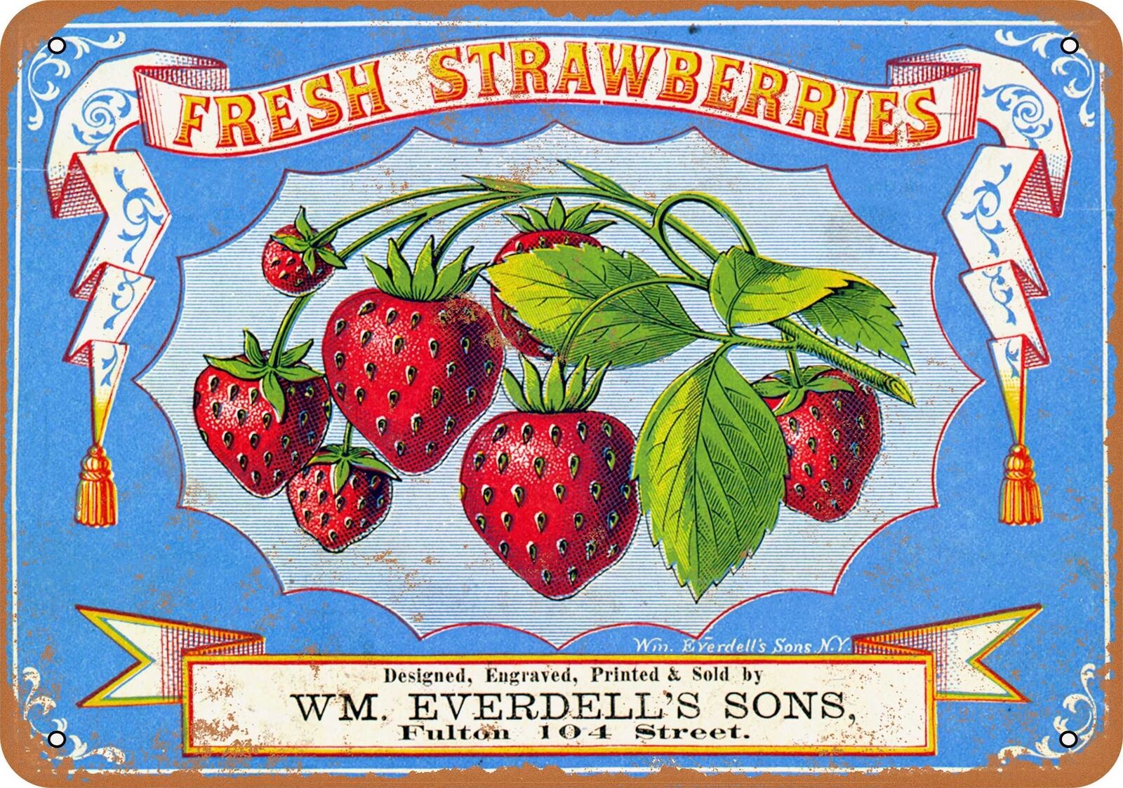 Metal Sign - 1868 Fresh Strawberries - Vintage Look Reproduction
