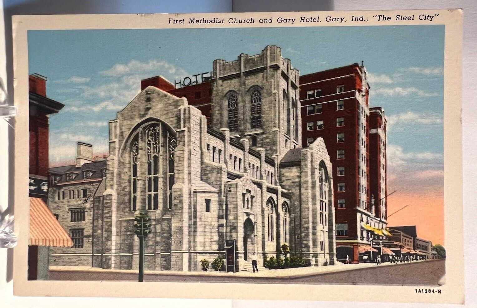 Gary, Indiana First Methodist Church and Gary Hotel - “Steel City” 1928 Postcard