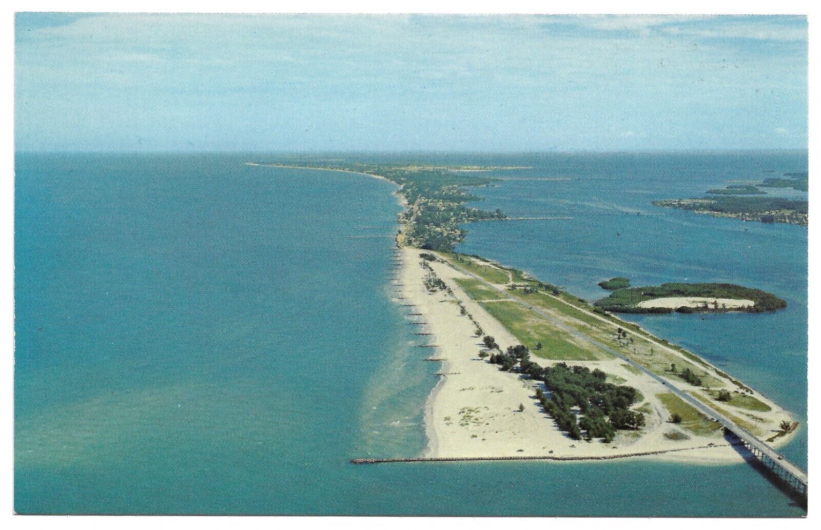 Anna Maria Island Florida Couquina Beach Aerial View North Vintage Postcard