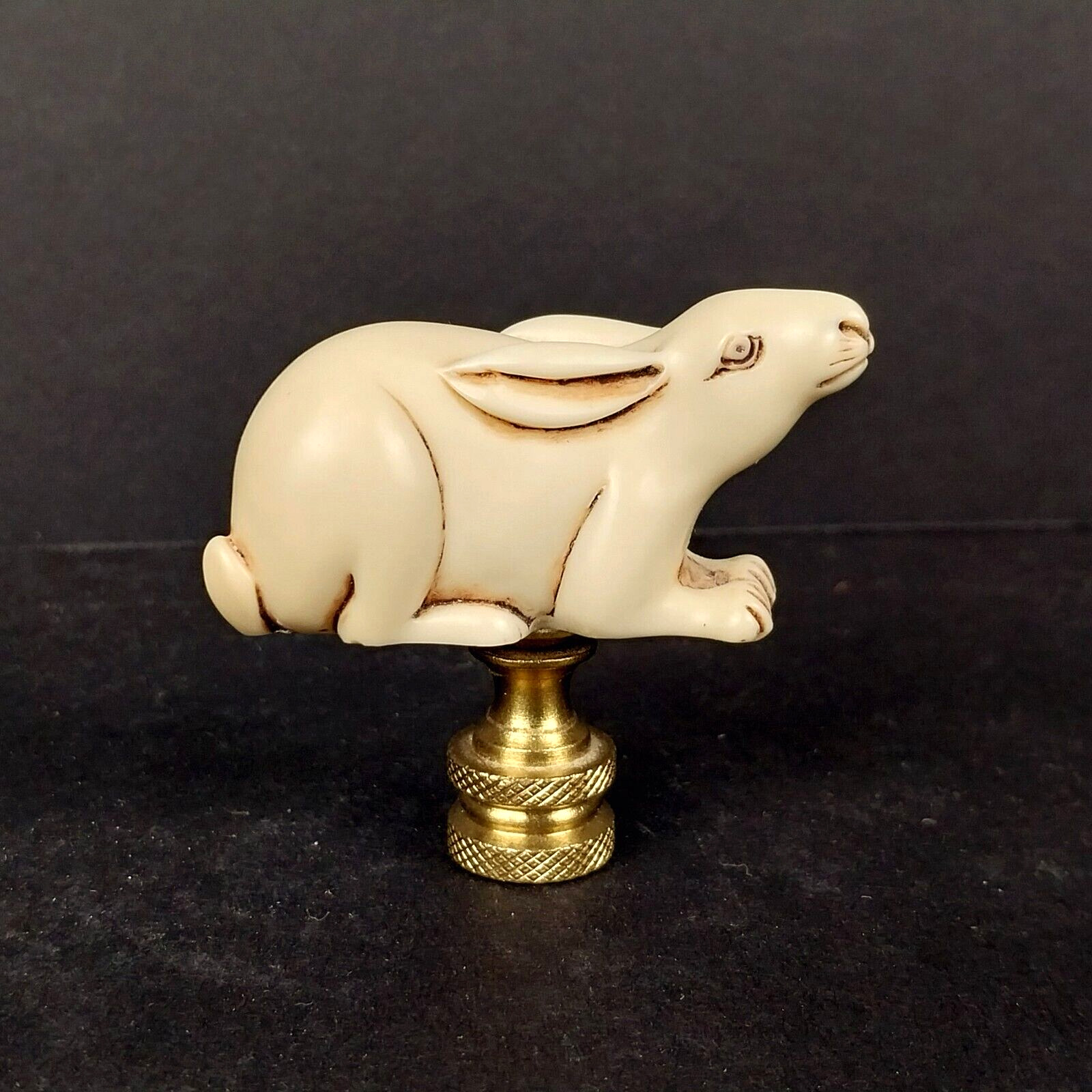 Vintage Carved Resin Crouching Rabbit Lamp Finial Adorable