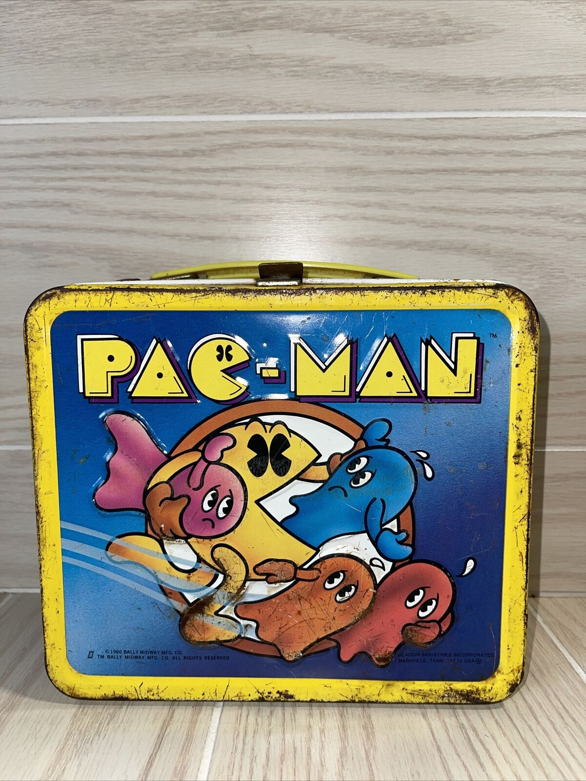 Vintage 1980 Aladdin Bally Midway Pac Man Video Game Metal Lunch Box NO THERMOS