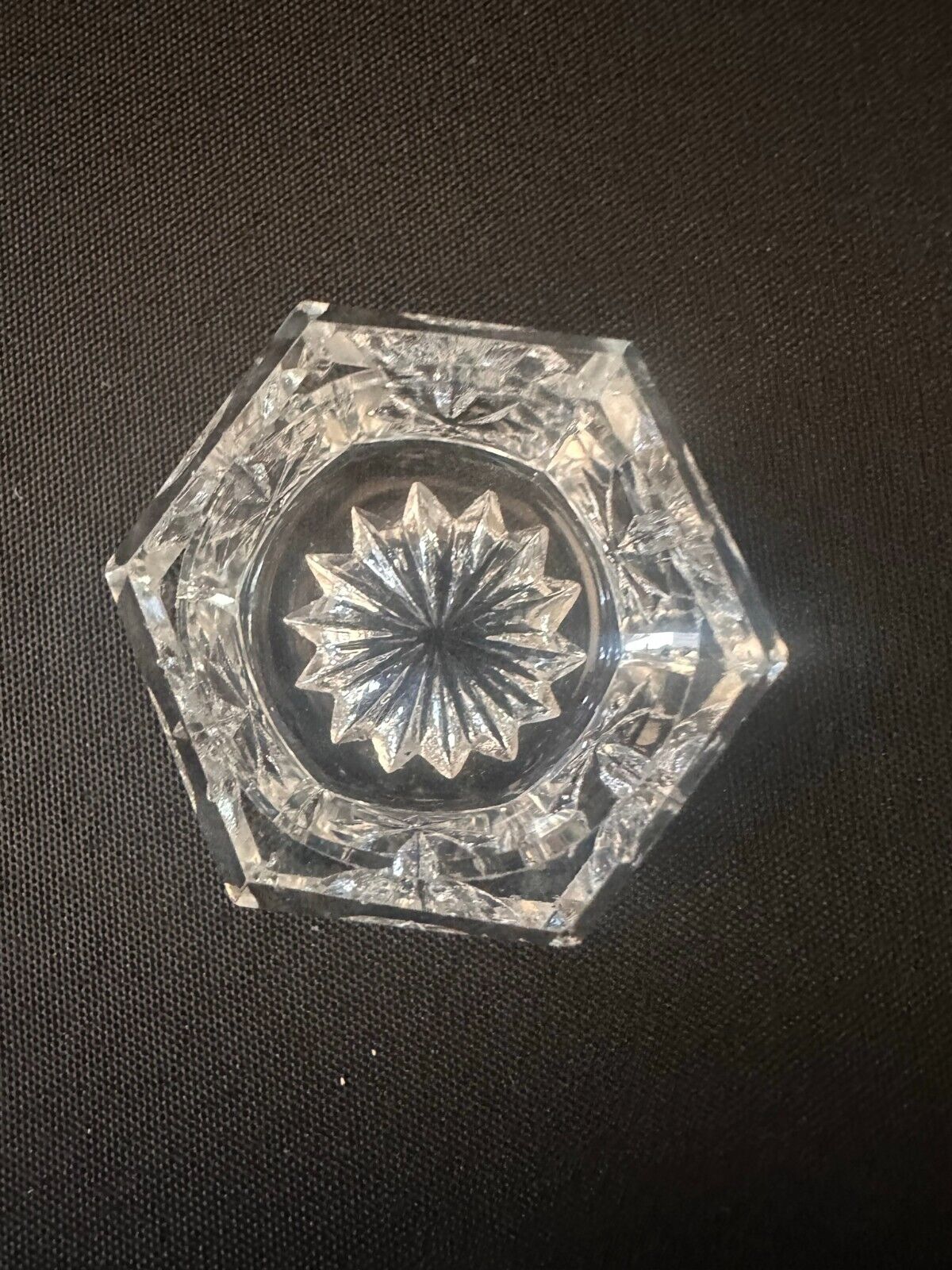 Six-Sided Salt - Star Cut  - American Brilliant Period ABP Cut Glass Crystal