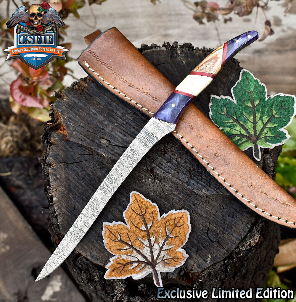 CSFIF Custom Full Tang Knife Twist Damascus Mixed Material Micrata Bolster Gift