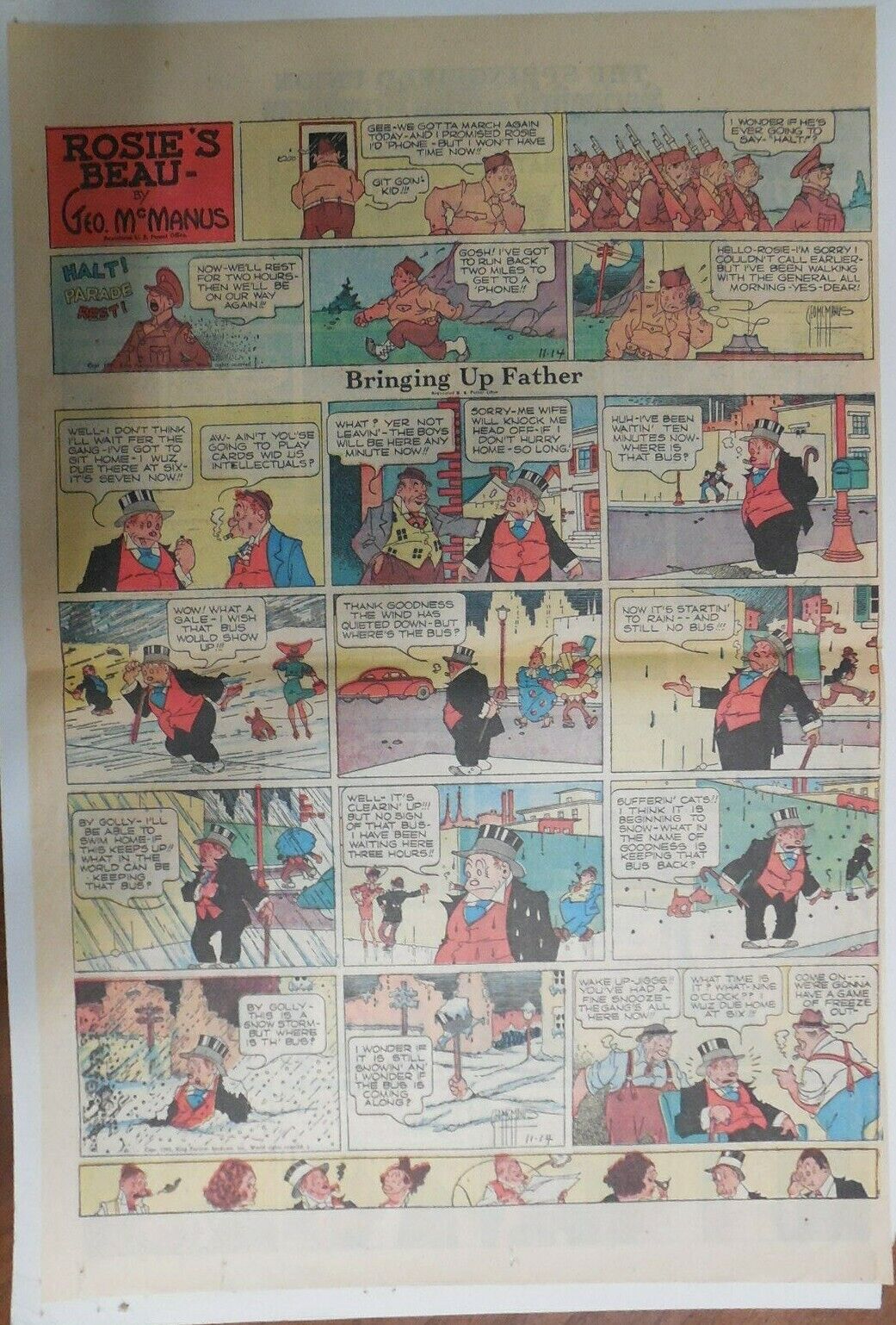 Bringing Up Father Sunday by George McManus from 11/14/1943 Full Page Size