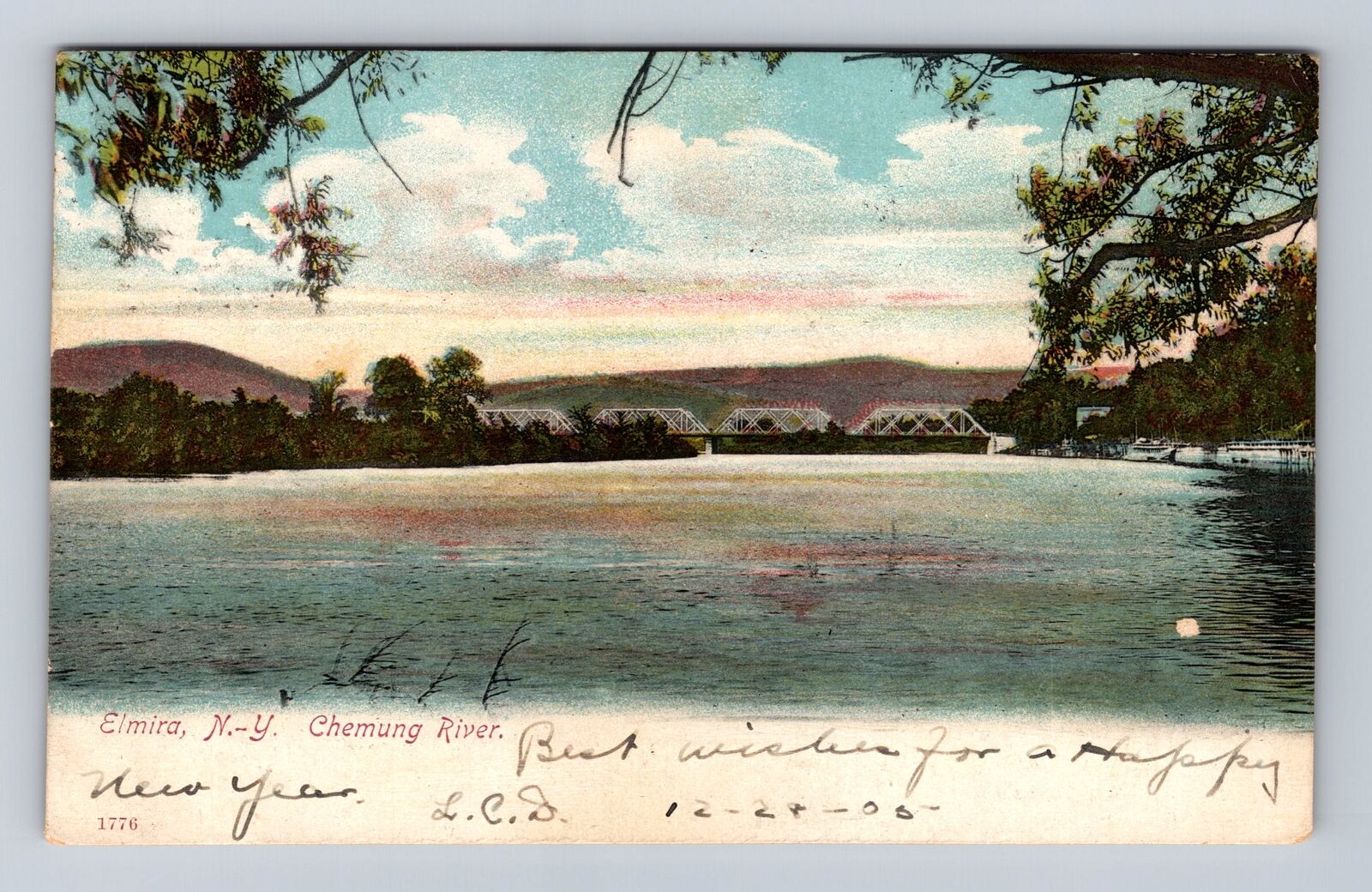 Elmira NY- New York, Chemung River, Antique, Vintage c1905 Souvenir Postcard