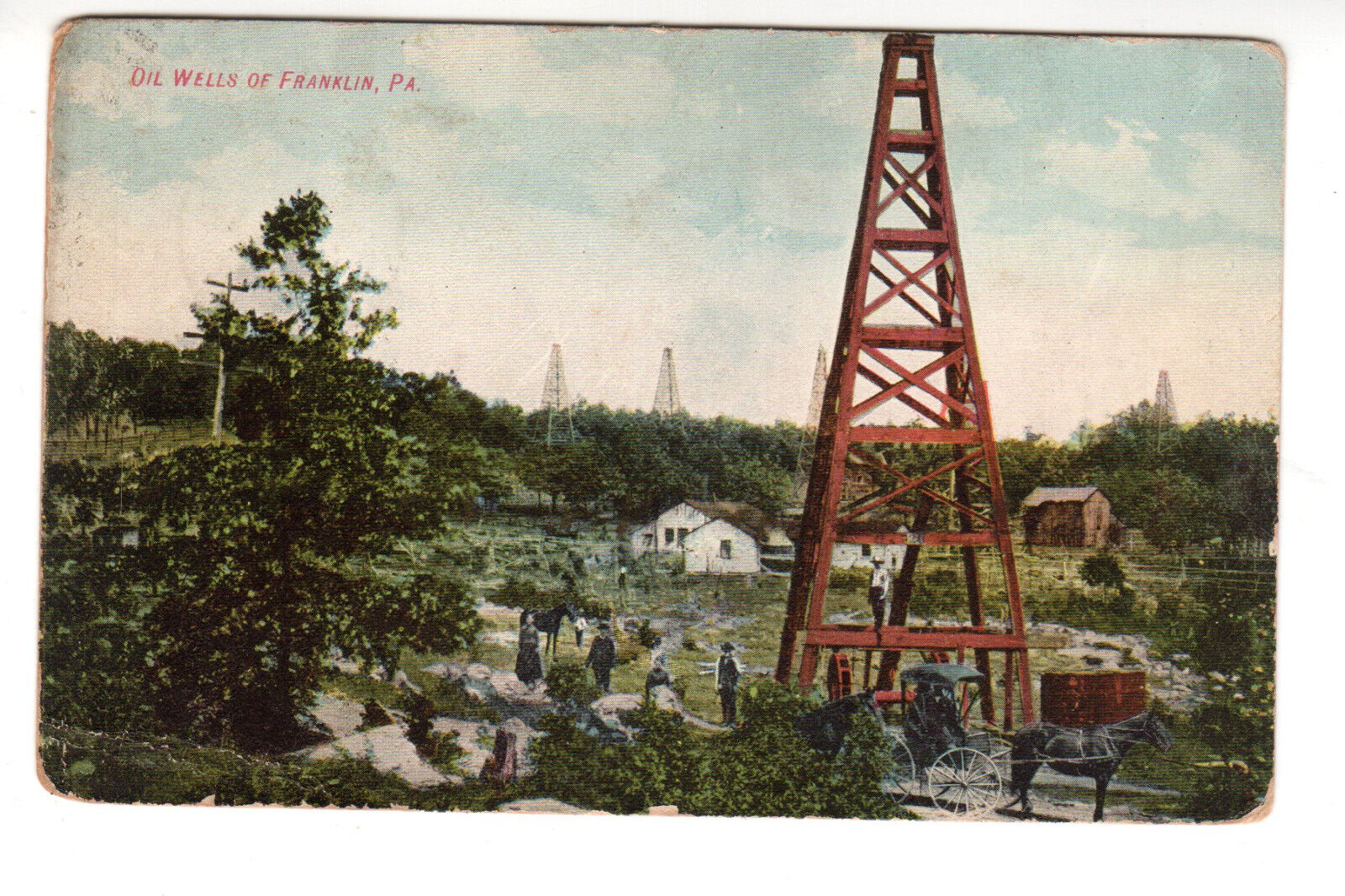 Postcard: Franklin, PA (Pennsylvania) - oil wells, postmark 1909