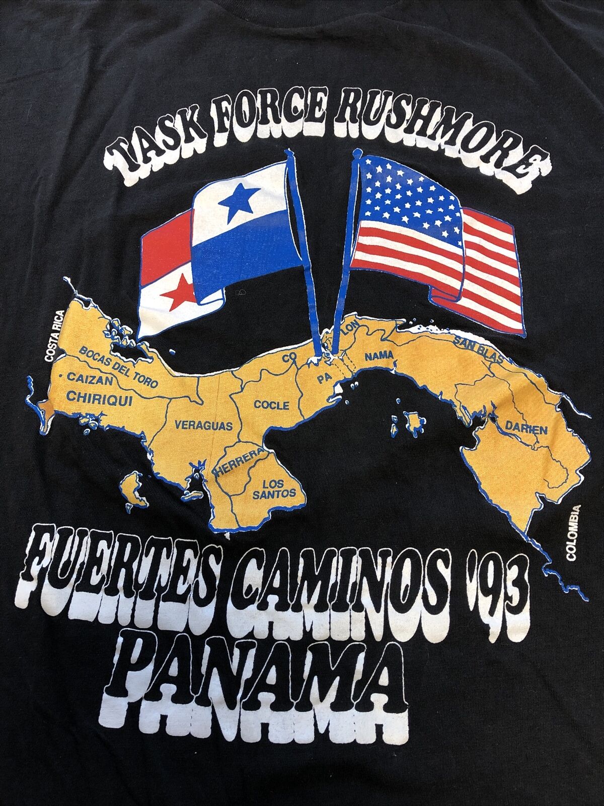 Vtg 1993 Panama Task Force Rushmore Fuertes Caminos Single Stitch T Shirt M Army