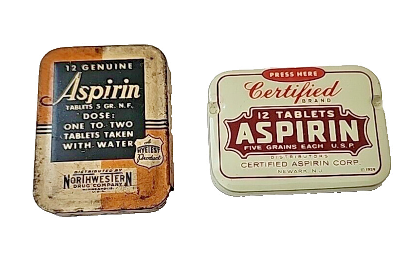 Vintage Small Northwestern & Certified Aspirin Tins