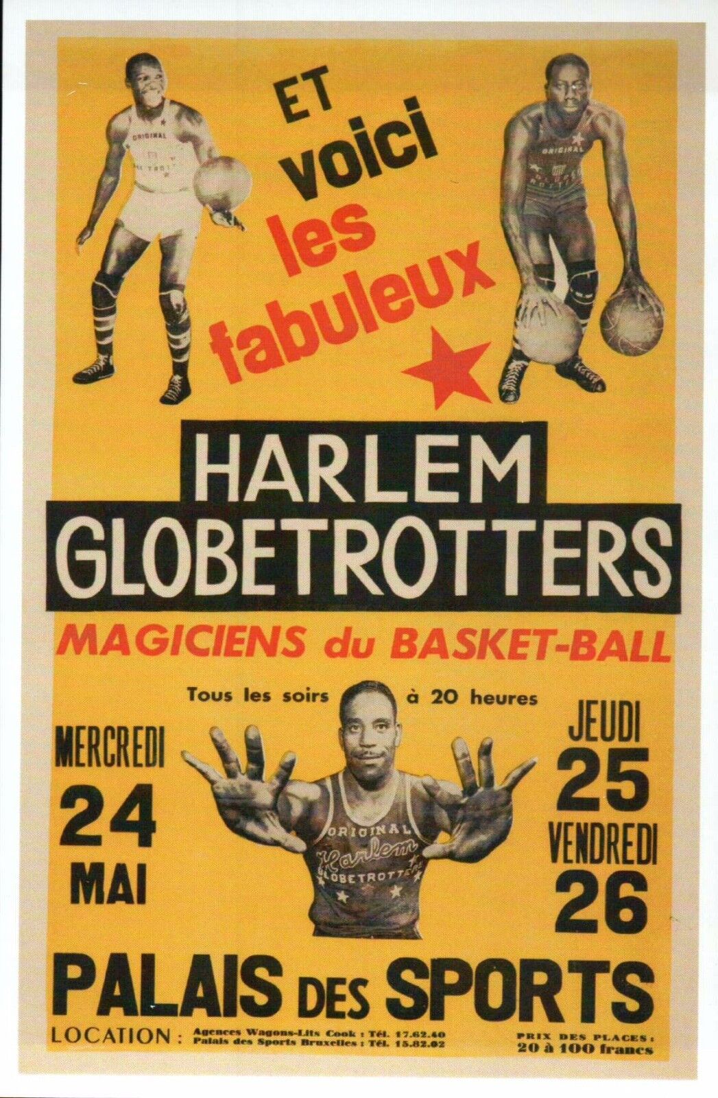 Harlem Globetrotters Basketball Magicians, French Poster Image - Modern Postcard