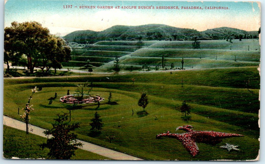 Postcard - Sunken Garden At Adolph Busch's Residence - Pasadena, California