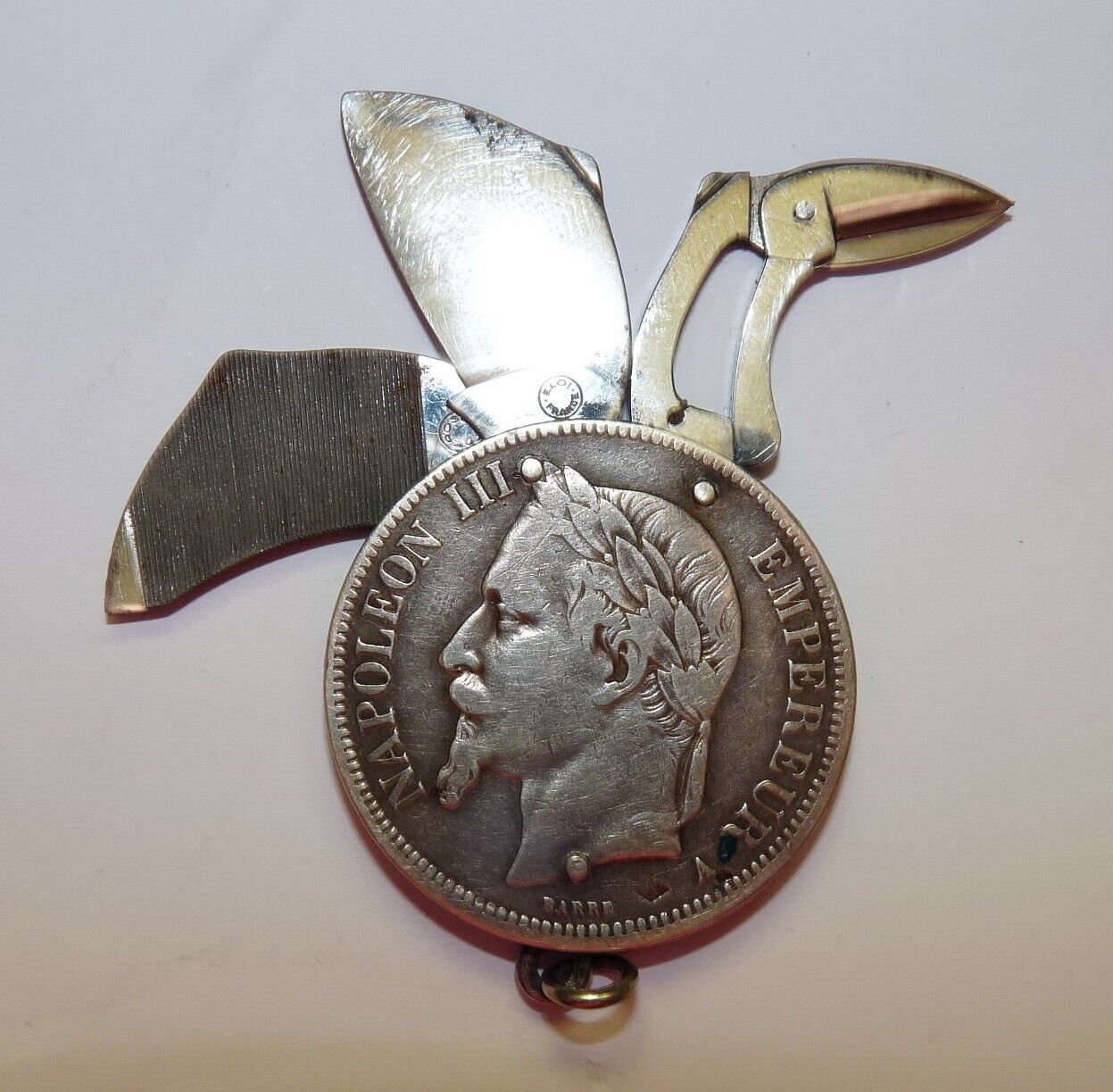 VINTAGE ELOI PERNET FRANCE 1867 SILVER COIN POCKET KNIFE