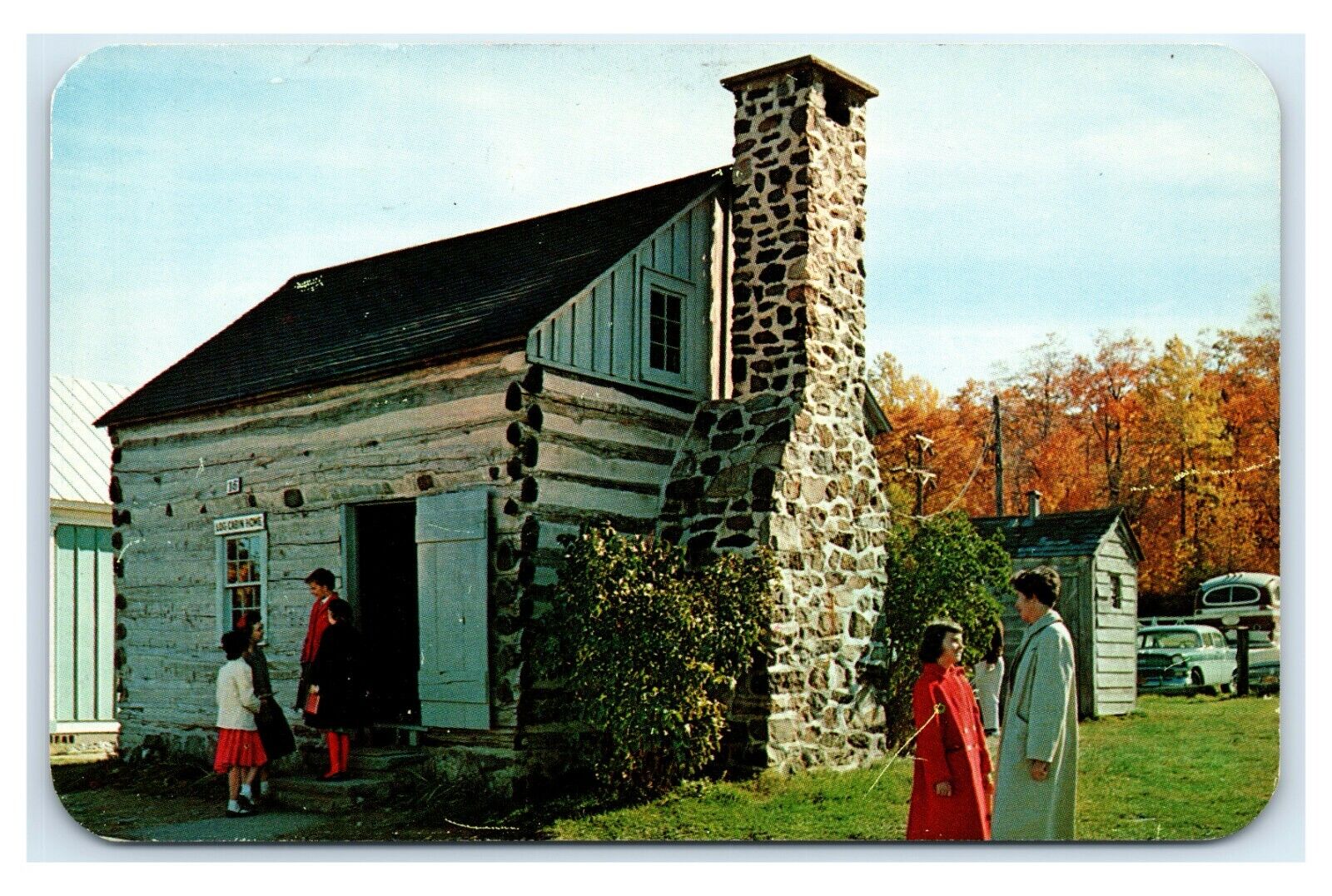 Postcard Log Cabin Old Museum Village of Smith\'s Clove, Monroe NY E21