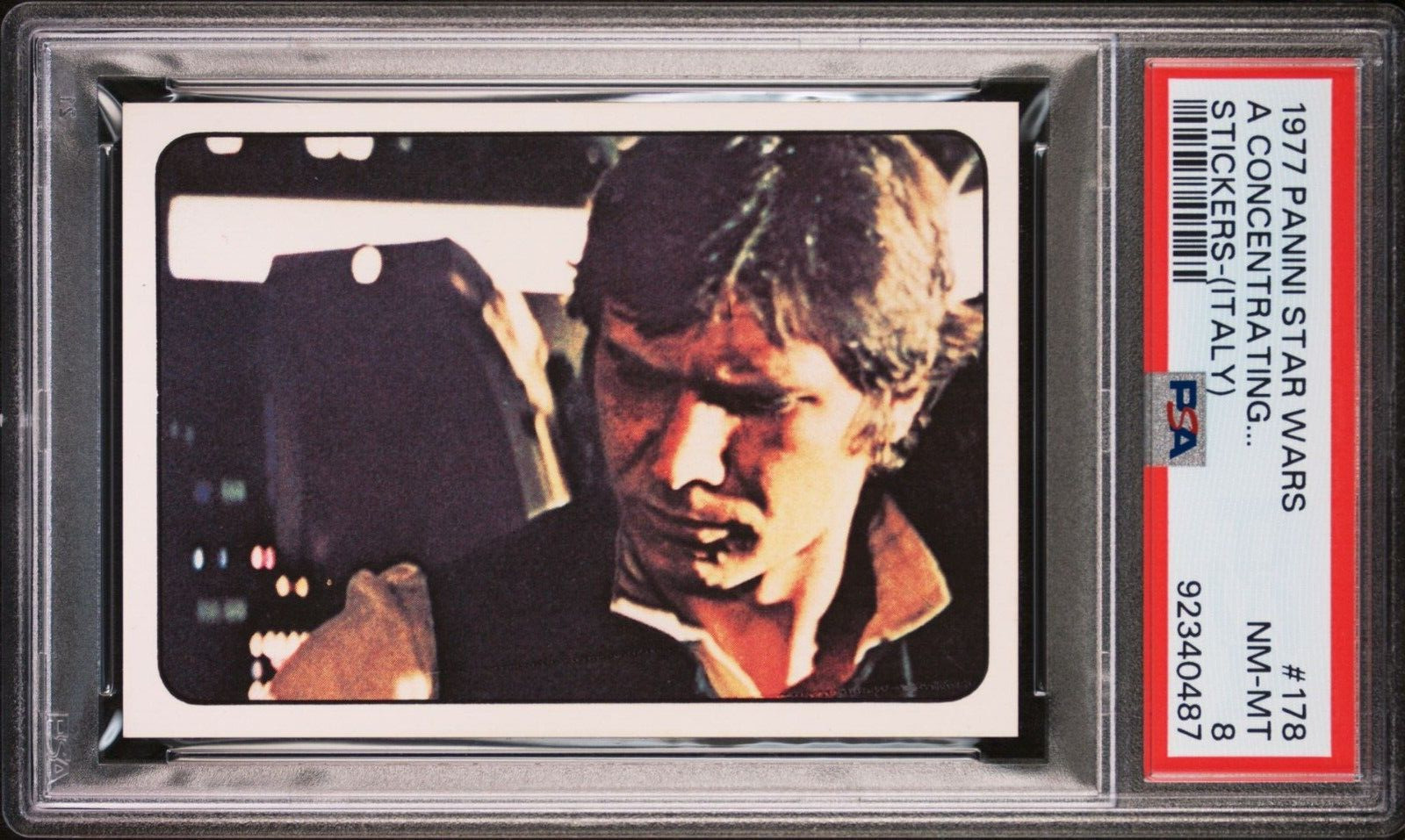 1977 PANINI STICKERS STAR WARS (ITALY) 178 A CONCENTRATING HAN SOLO PSA 8