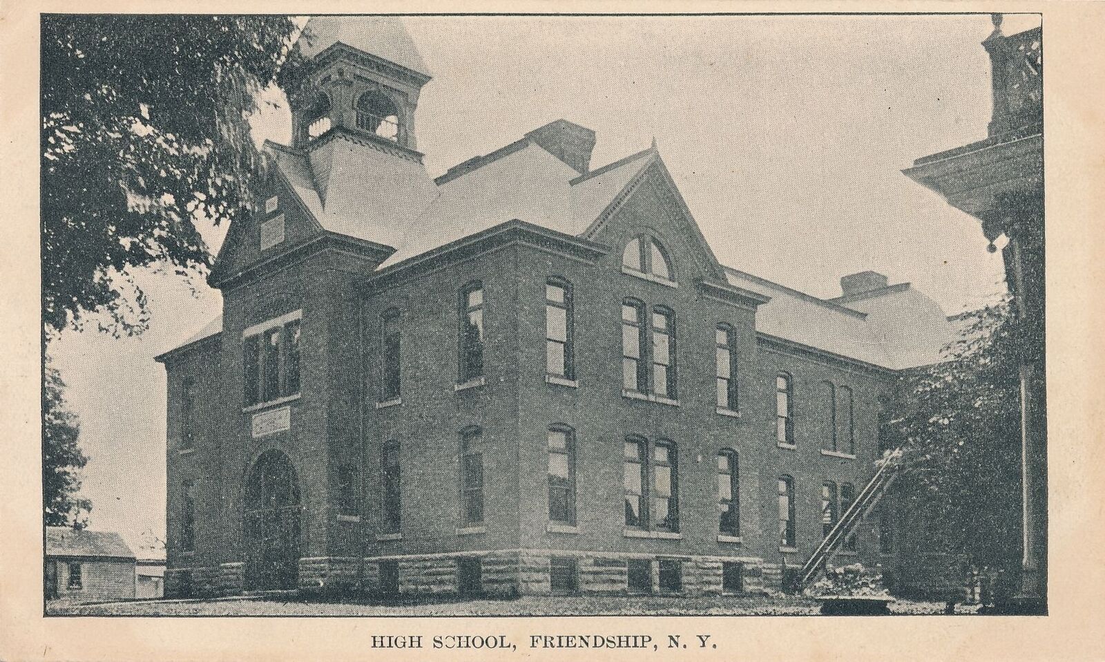 FRIENDSHIP NY - High School Postcard - udb (pre 1908)
