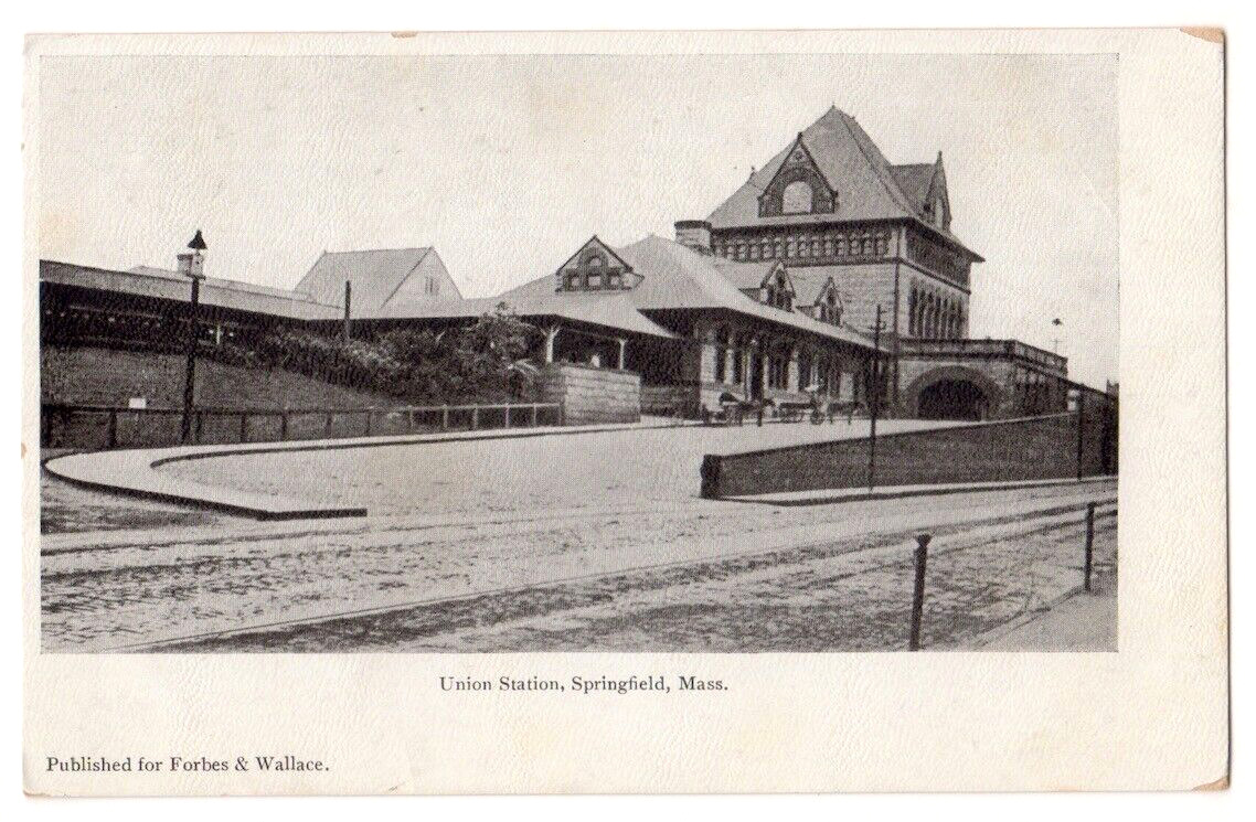 Springfield Massachusetts c1905 Union Station, Railroad Depot, vintage undivided
