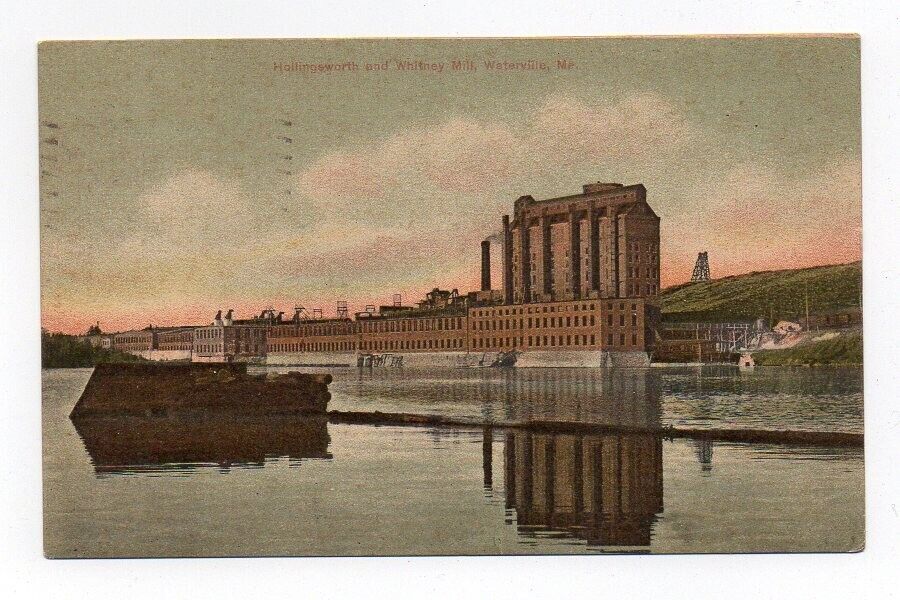 DB Postcard, Hollysworth and Whitney Mill, Waterville, Me., Maine, 1909
