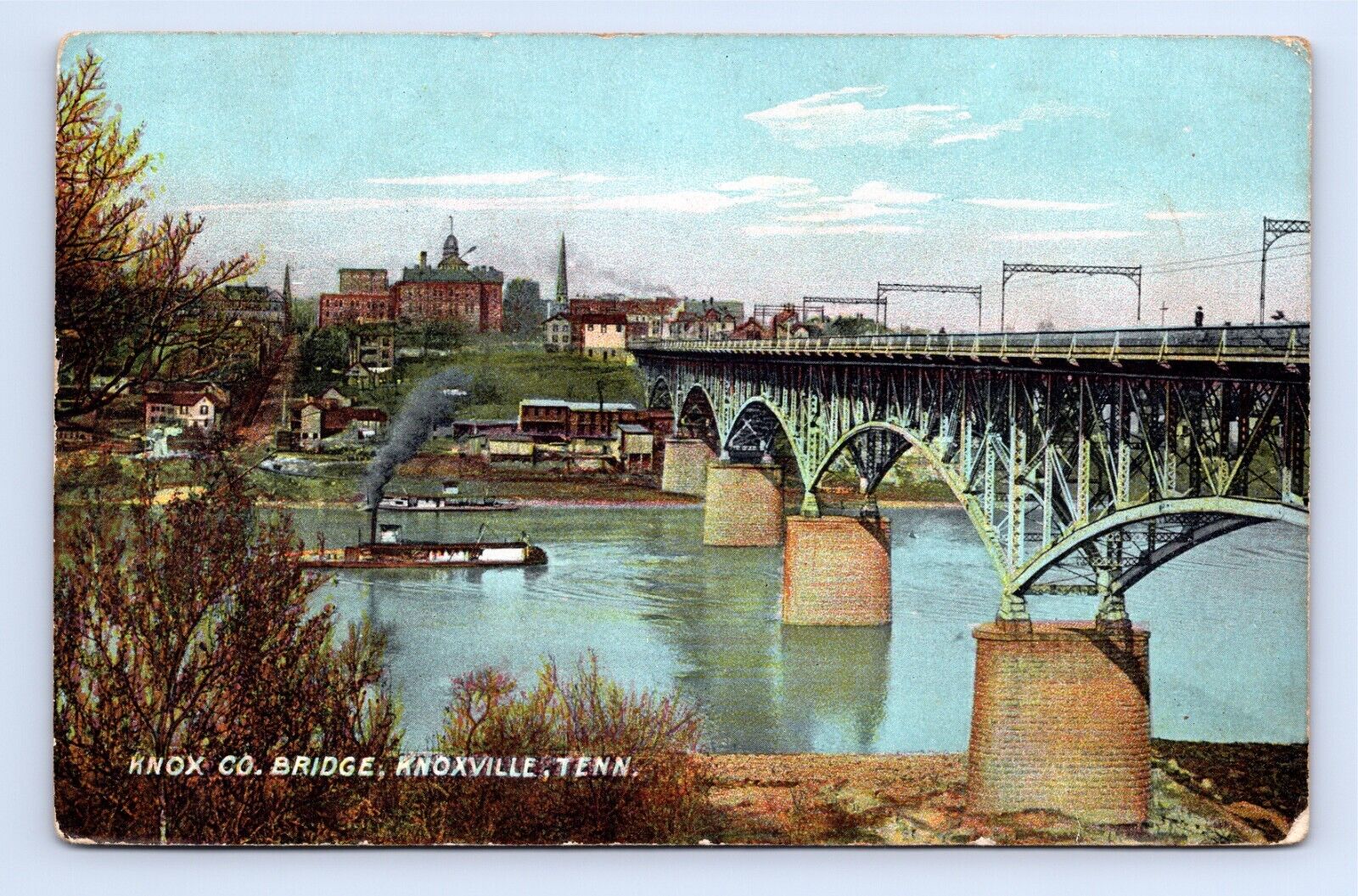 1905 Knox Co Bridge Knoxville Tennessee Divided Back Postcard Posted In 1907