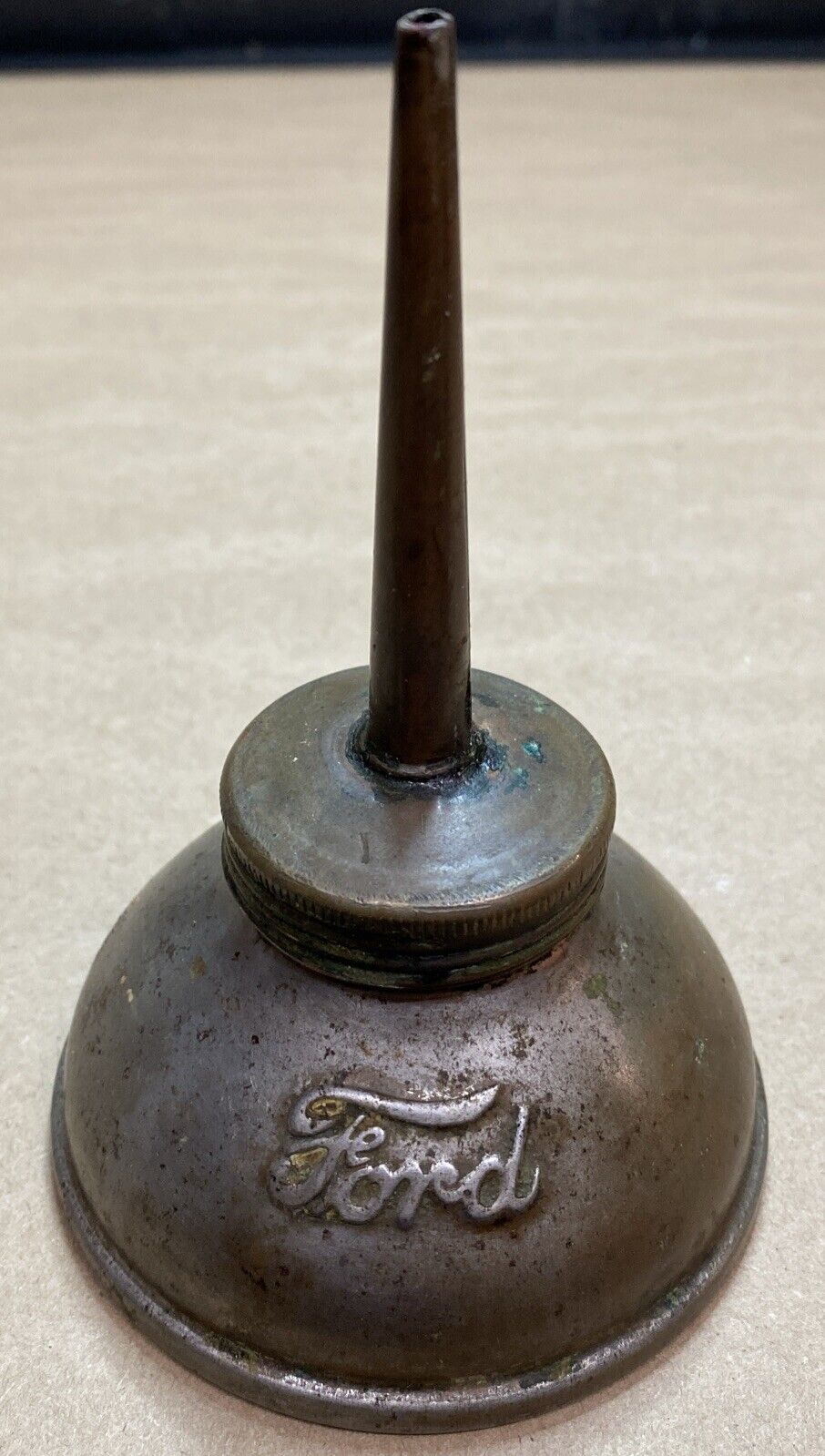 Antique Vintage Embossed FORD Script Thumb Model T Oiler Oil Can