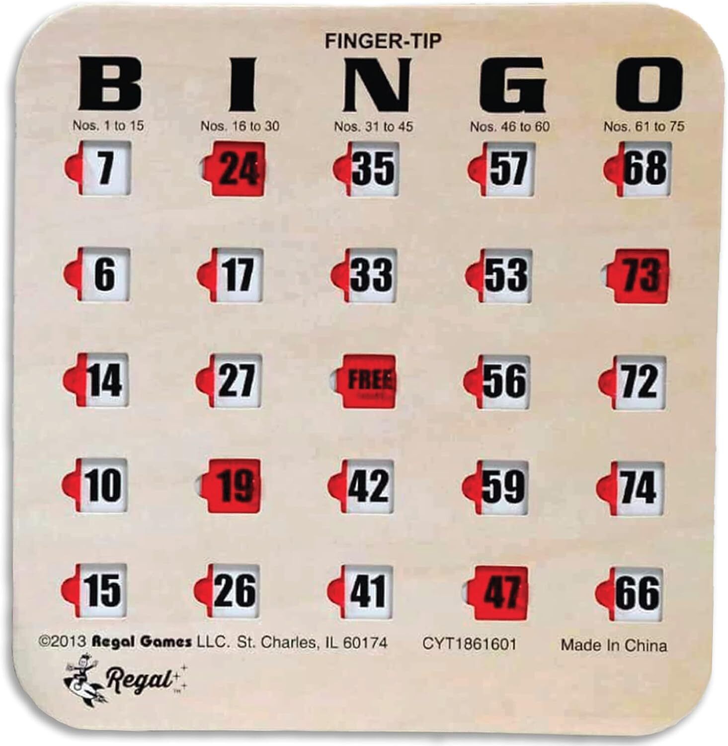 Regal Bingo Finger-Tip Shutter Cards with Sliding 10 Cards, Woodgrain 