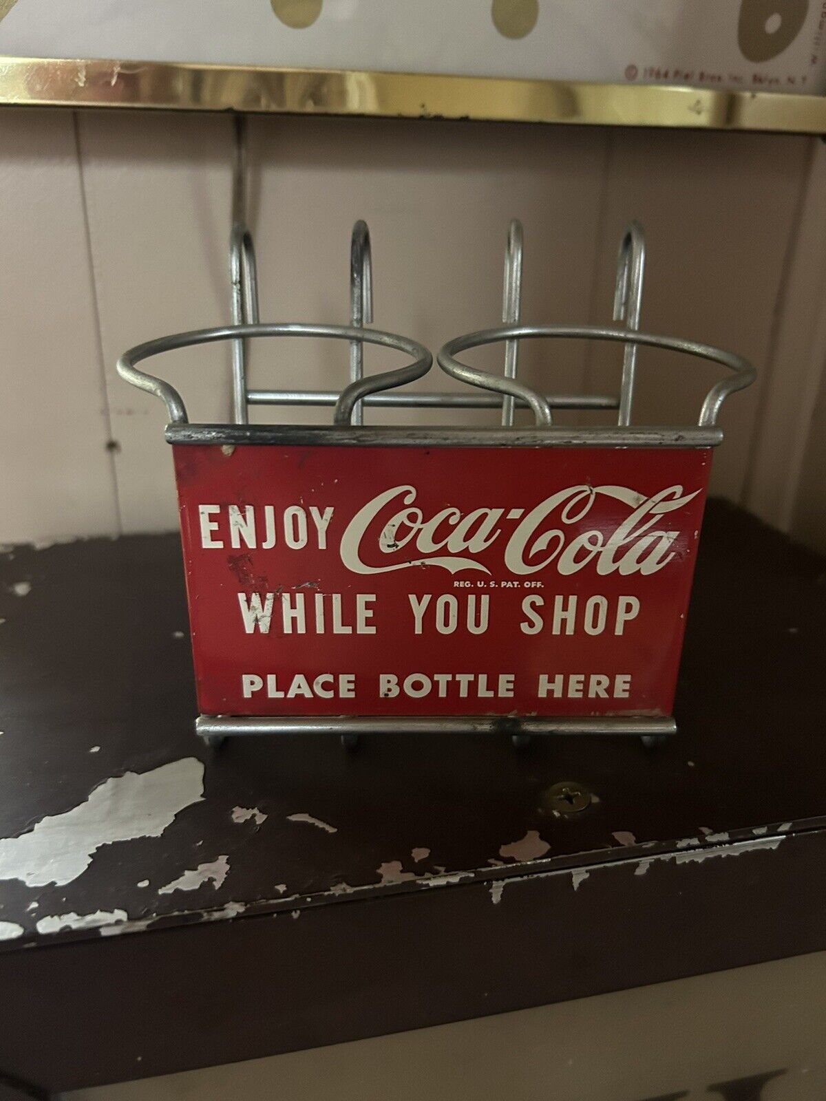 Vintage Coca Cola Two Bottle Shopping Cart Holder 1950’s