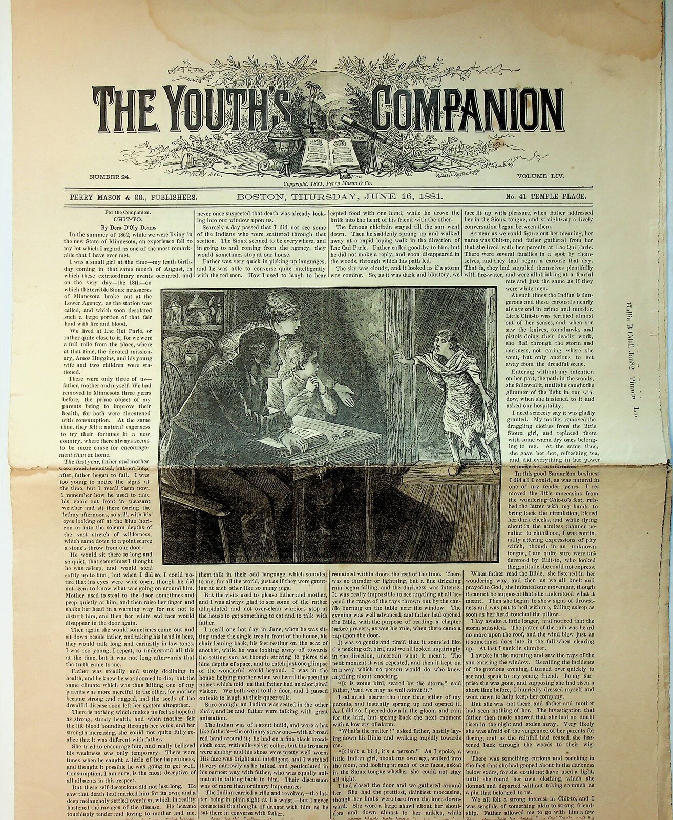 Youth's Companion Magazine Jun 16 1881 FR Low Grade