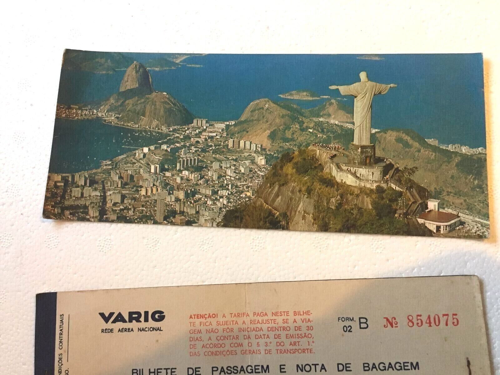 VARIG AIRLINES ticket vintage 1966  board pass  + RIO card