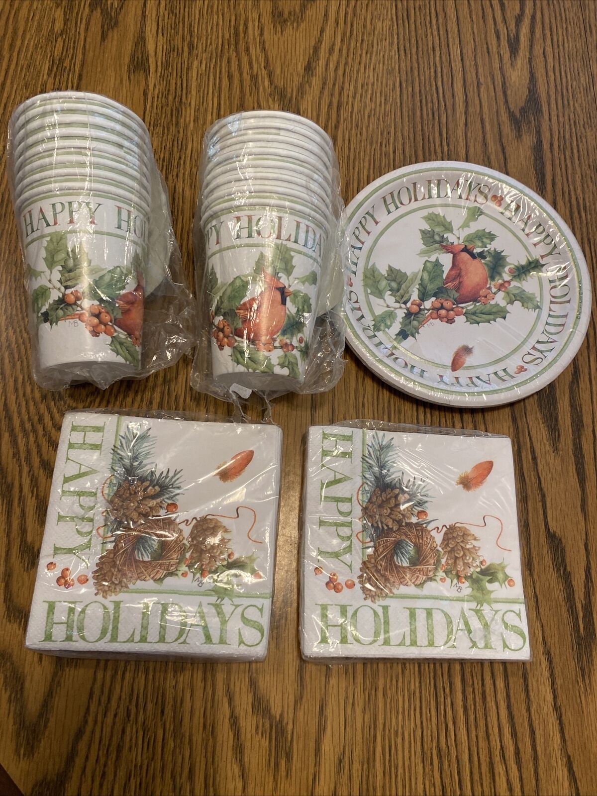 Vintage Hallmark Marjolein Bastin Christmas Paper Plates, Cups, Napkins, NEW