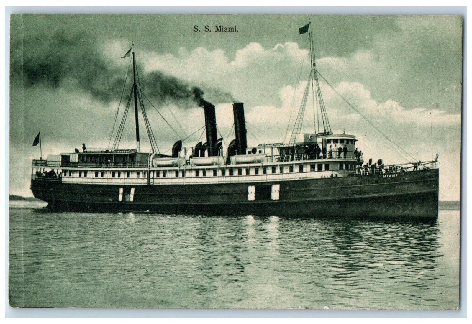 c1910 S.S. Miami Steamer Cruise Ship Ferry Sea Antique Vintage Unposted Postcard