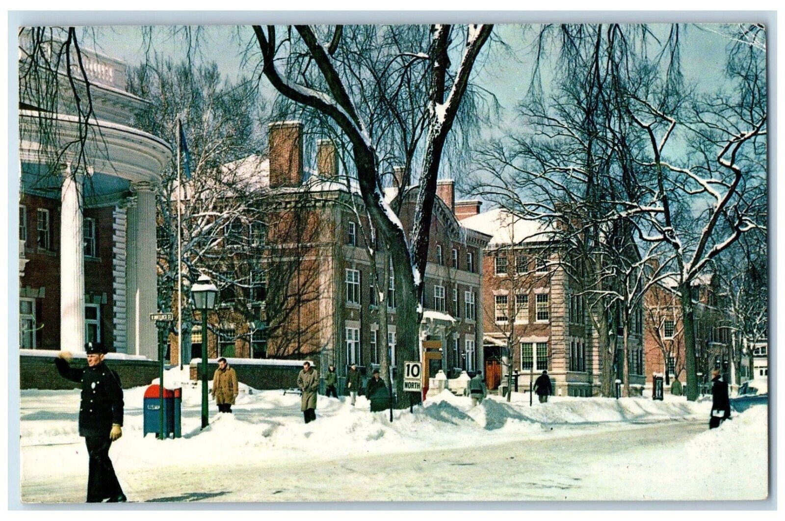 1963 North Main Street Darthmouth College Campus Hanover NH, Winter Postcard