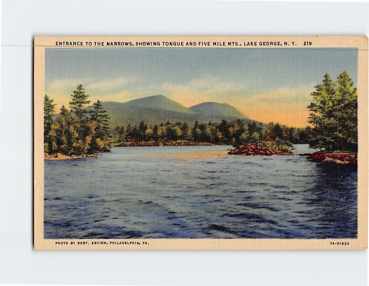 Postcard The Narrows Tongue & Five Mile Mountains Lake George New York USA