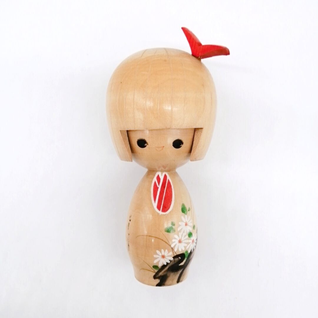 14cm Japanese Creative KOKESHI Doll Vintage by TAKAHASHI TOSHIHARU Signed KOB995