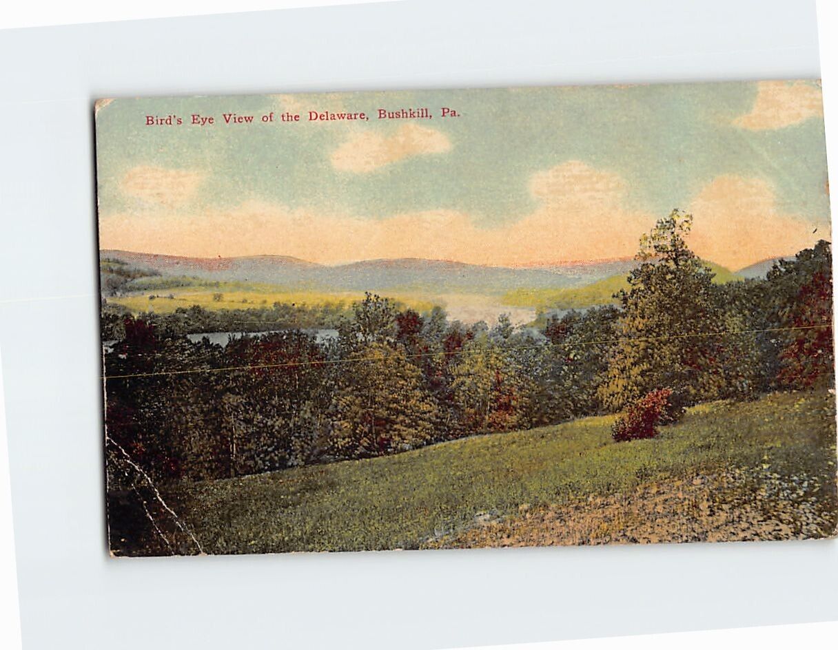 Postcard Bird's Eye View of the Delaware Bushkill Pennsylvania USA