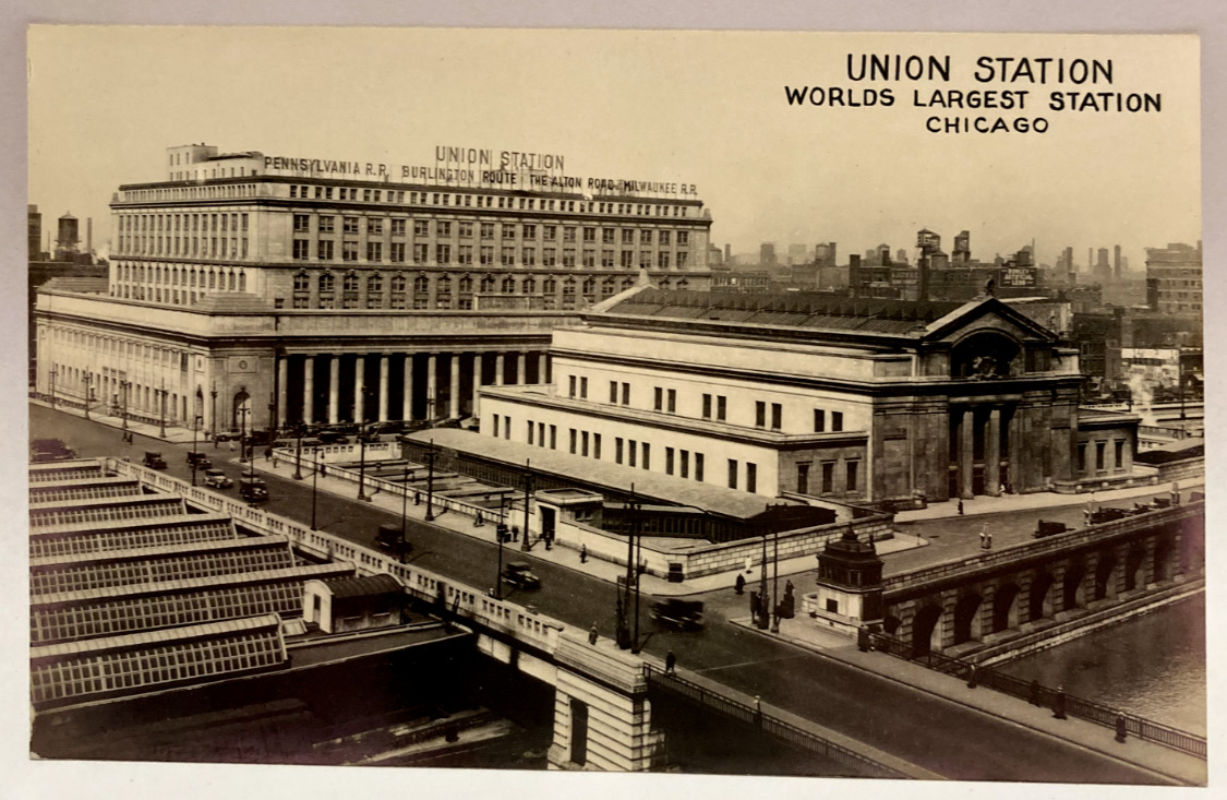 RPPC Union Station, Worlds Largest Station, Chicago Illinois IL Vintage Postcard