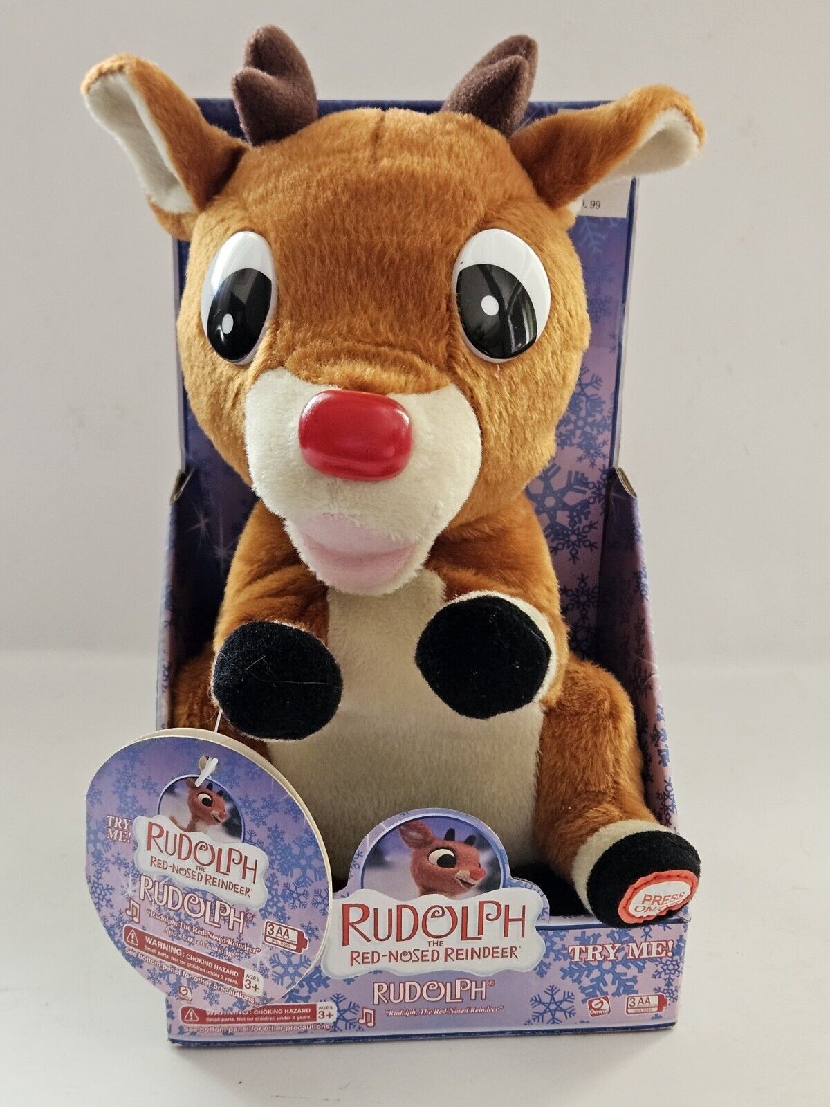 Rudolph the Red-Nosed Reindeer 2004 Gemmy Plush New in Original Box Works VIDEO