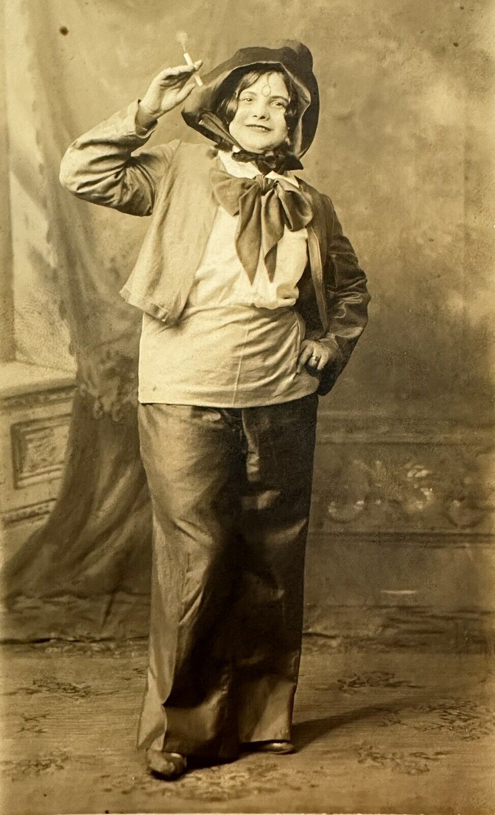 1929 RPPC Woman Smoking - Wittels Photo Studio NYC Female Actress Comedian