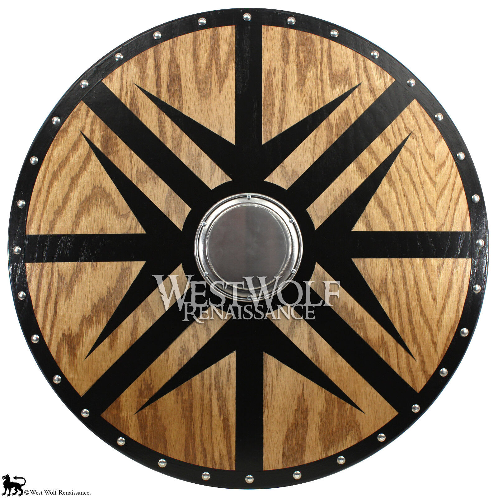 Viking Black Arrow Berserker Shield --- sca/larp/norse/medieval/armor/oak/wood