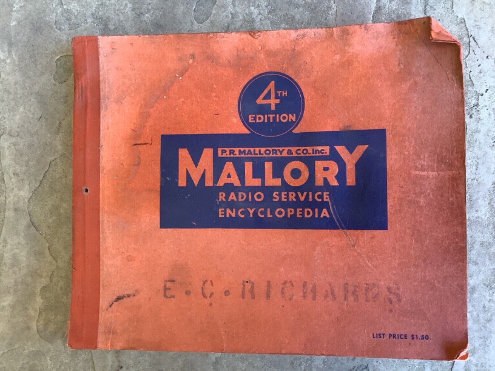Vtg. 1941 P.R. Mallory Radio Service Encyclopedia 4th Edition Tubes Condensers