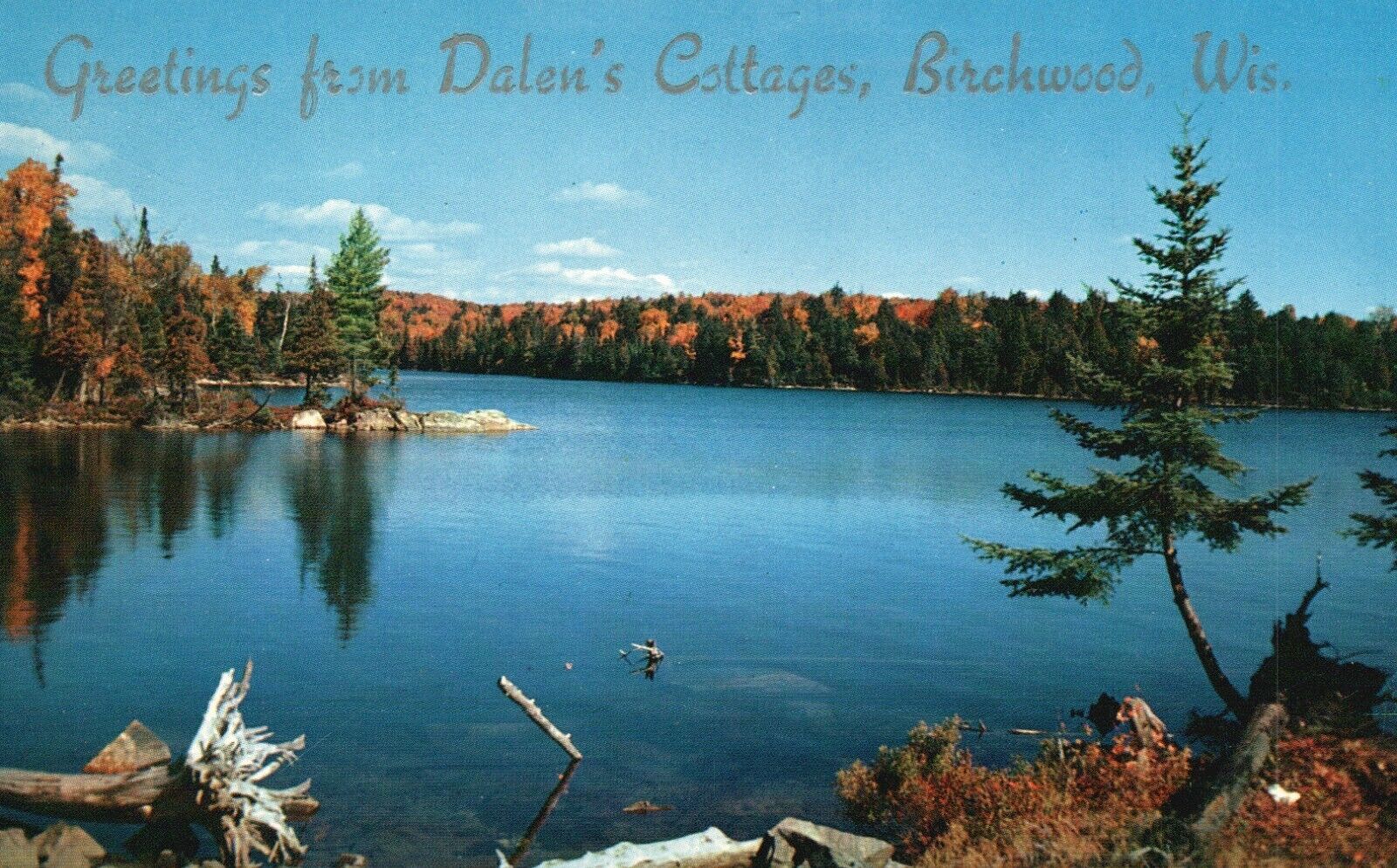 Postcard WI Birchwood Dalens Cottages Greetings Posted 1961 Vintage PC J263