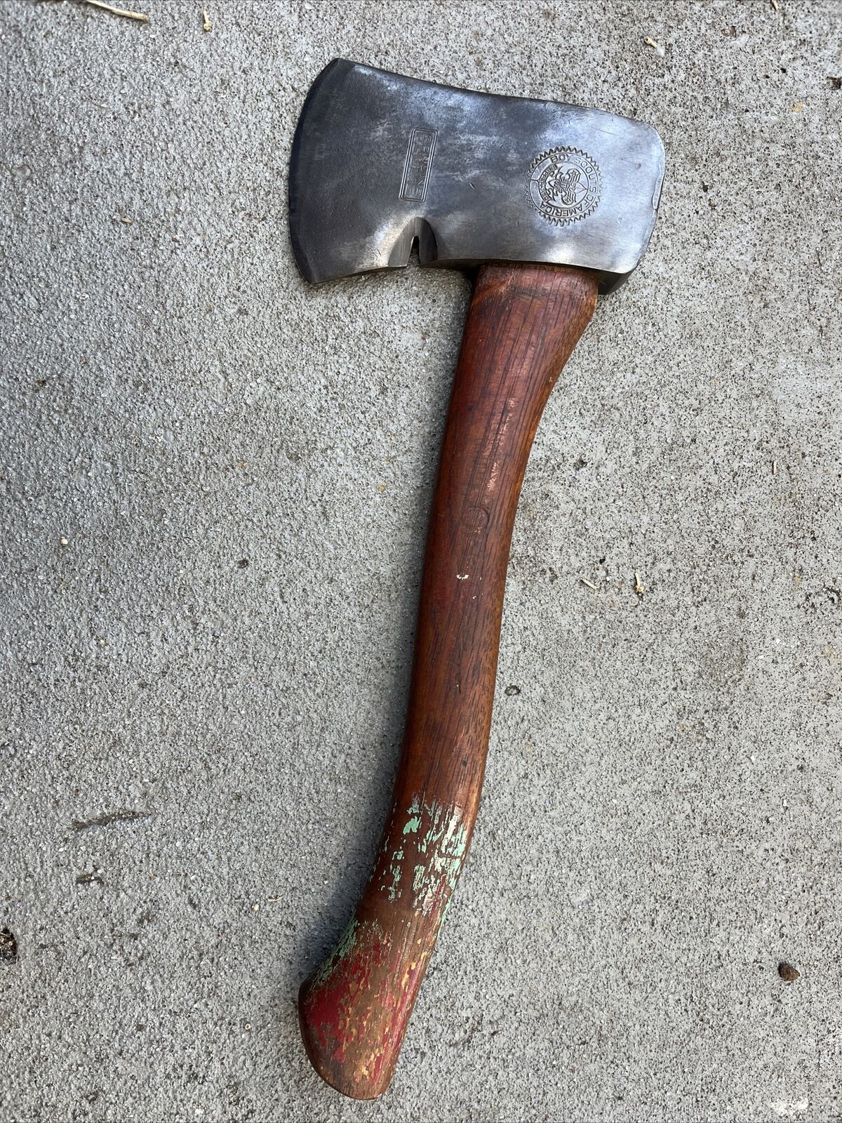 Antique Vintage Genuine Plumb Official Boy Scout Hatchet Axe Red & Green Handle