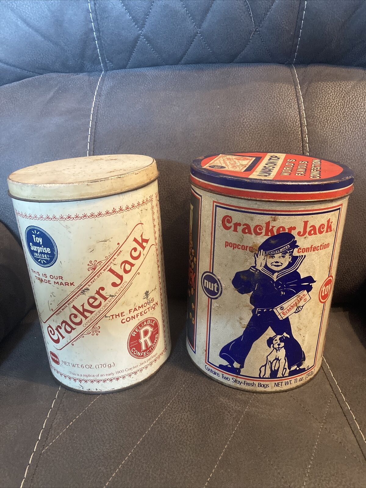 2 Vintage 1980/1990 Cracker Jack Tin Canisters