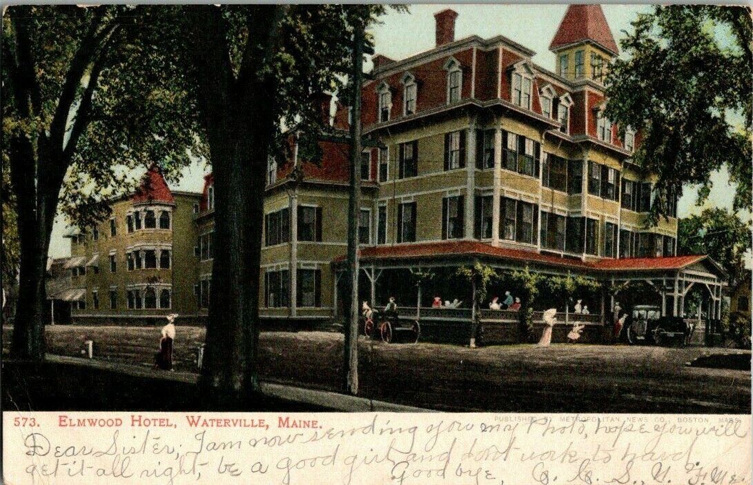 1907. WATERVILLE, ME. ELMWOOD HOTEL. POSTCARD QQ12