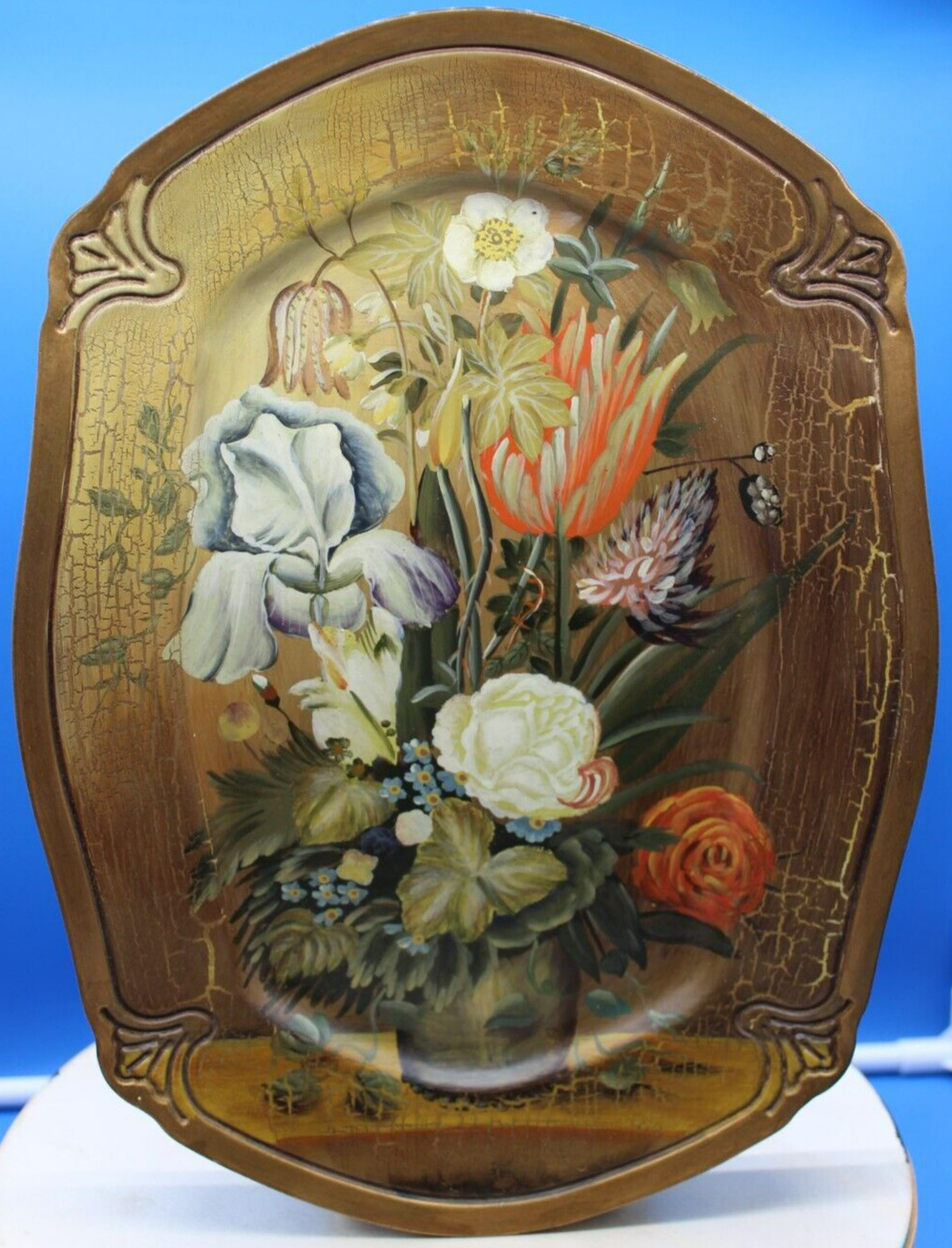 2005 Decorative Serving Tray with Iris Flowers - 14\