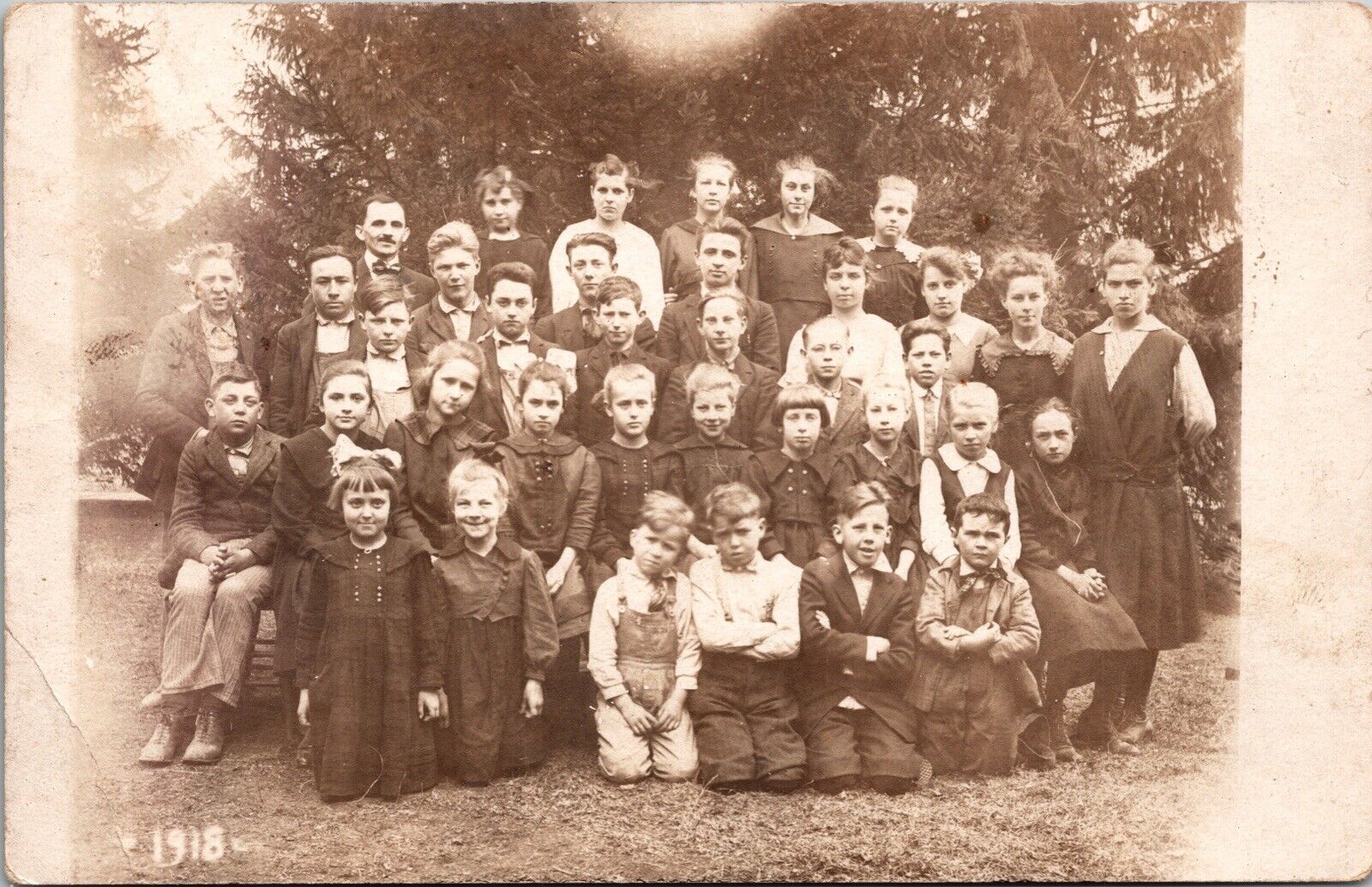 Postcard RPPC Students & Teachers School Class Picture 1918 Unposted