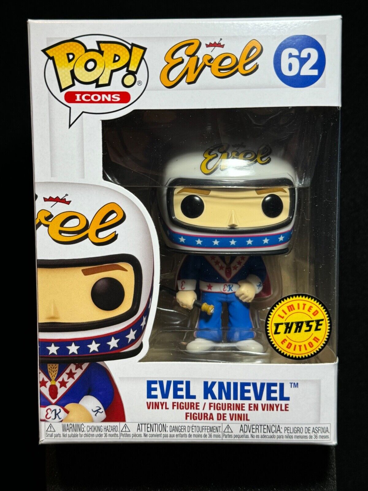 Funko Pop Vinyl: Evel - Evel Knievel #62 - Chase Limited Edition w/ Protector