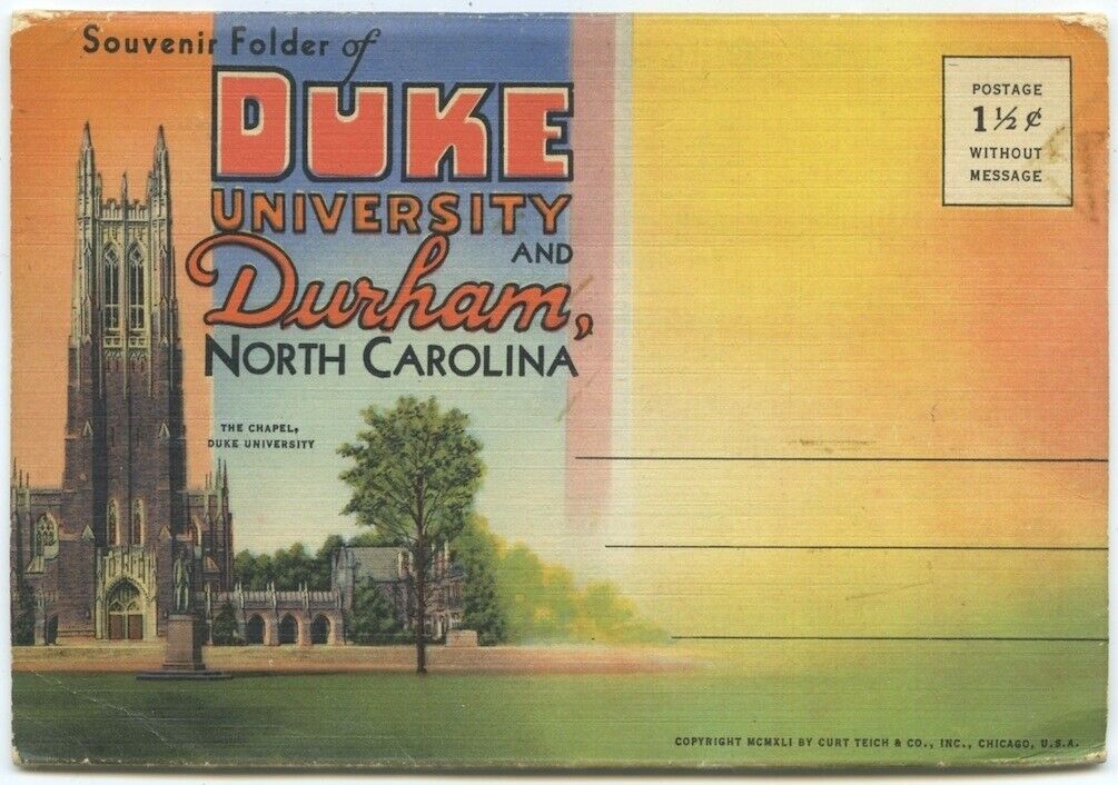 Durham NC Duke University and City 1949 Vintage Souvenir Folder 18 Views