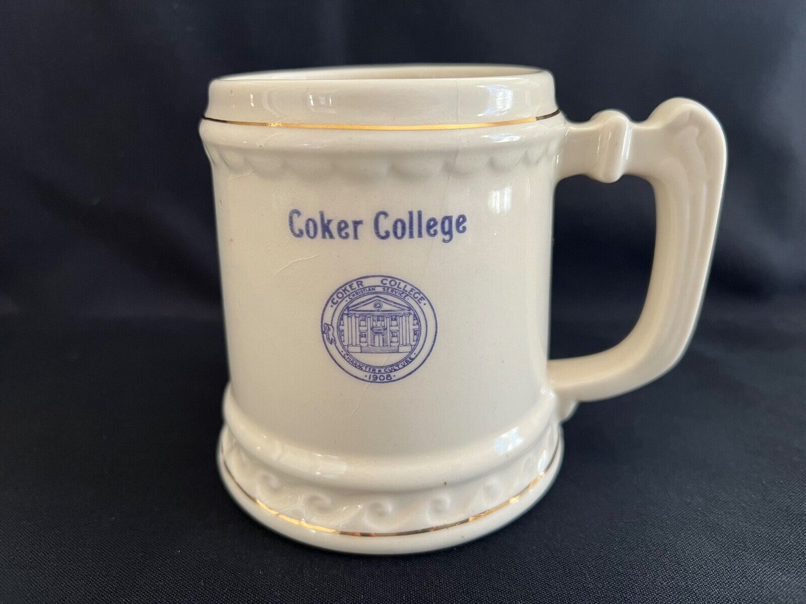 Vintage Coker College Mug. 4.25 inches tall.  Hartsville, SC